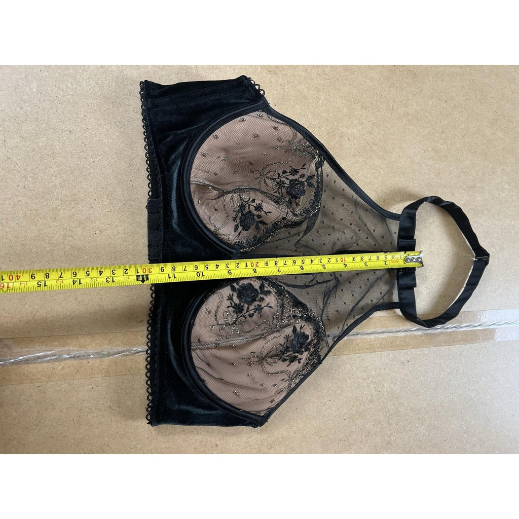 Victoria's Secret Bra Womens 36B Black Longline Halter Molded Padded Underwired