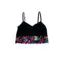 Pink Victorias Secret Lace Trim Bralette Black Floral Adjustable Straps #6442