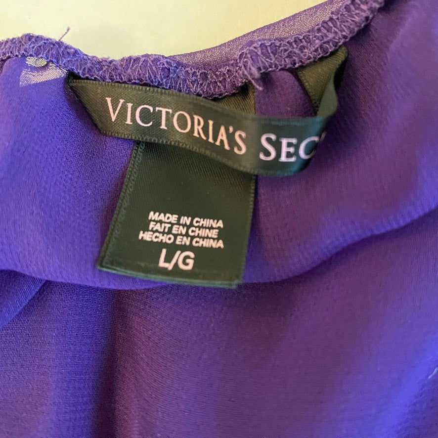 Victorias Secret Purple Chiffon Lace Babydoll Large Cage Back Whimsigoth Regency