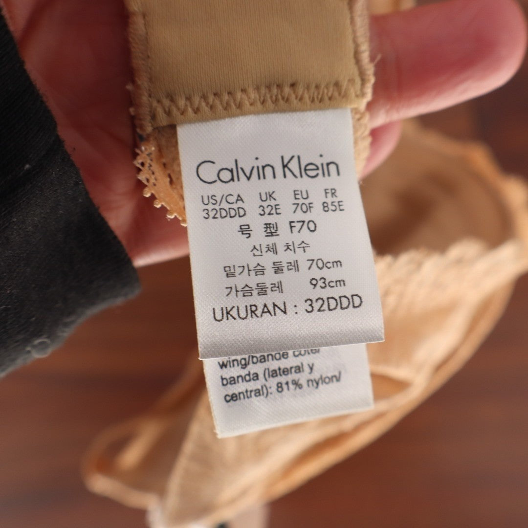 Calvin Klein Convertible Underwire Demi Bra Womens 32DDD Nude Stretch Lace Trim