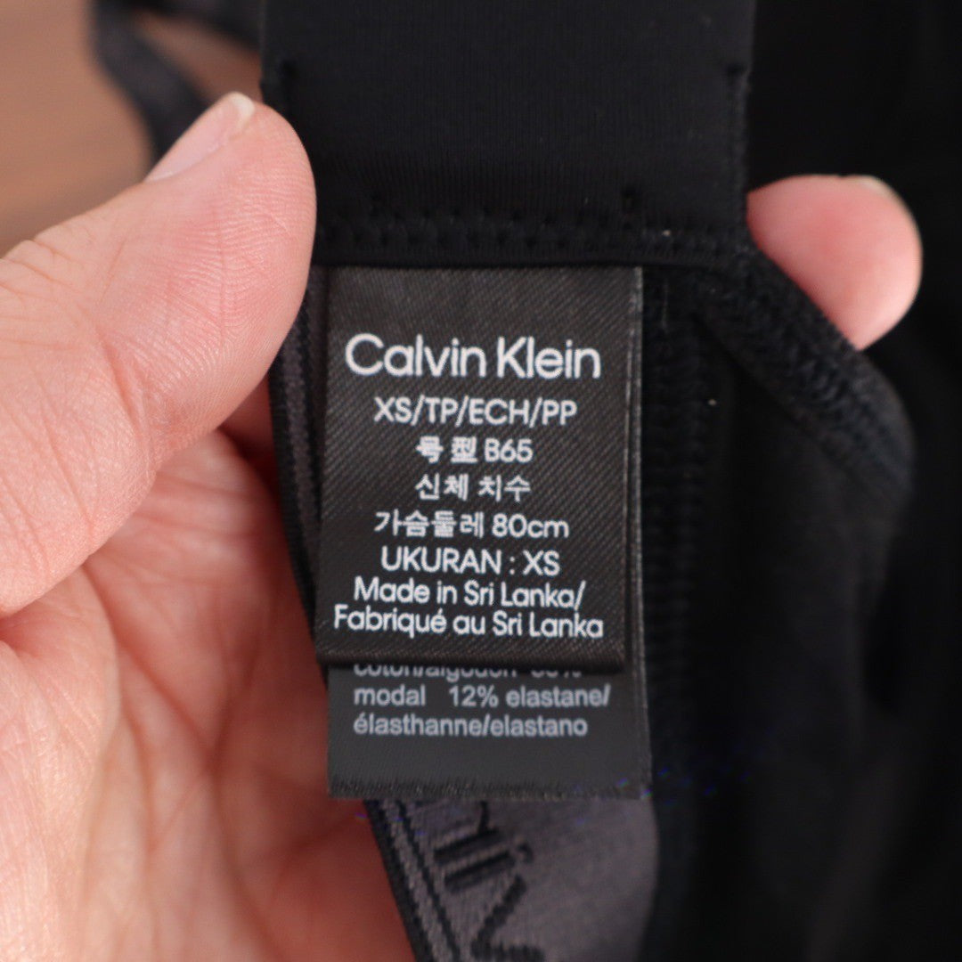 Calvin Klein Modern Cotton Bralette Black Logo Straps QF7993 XS