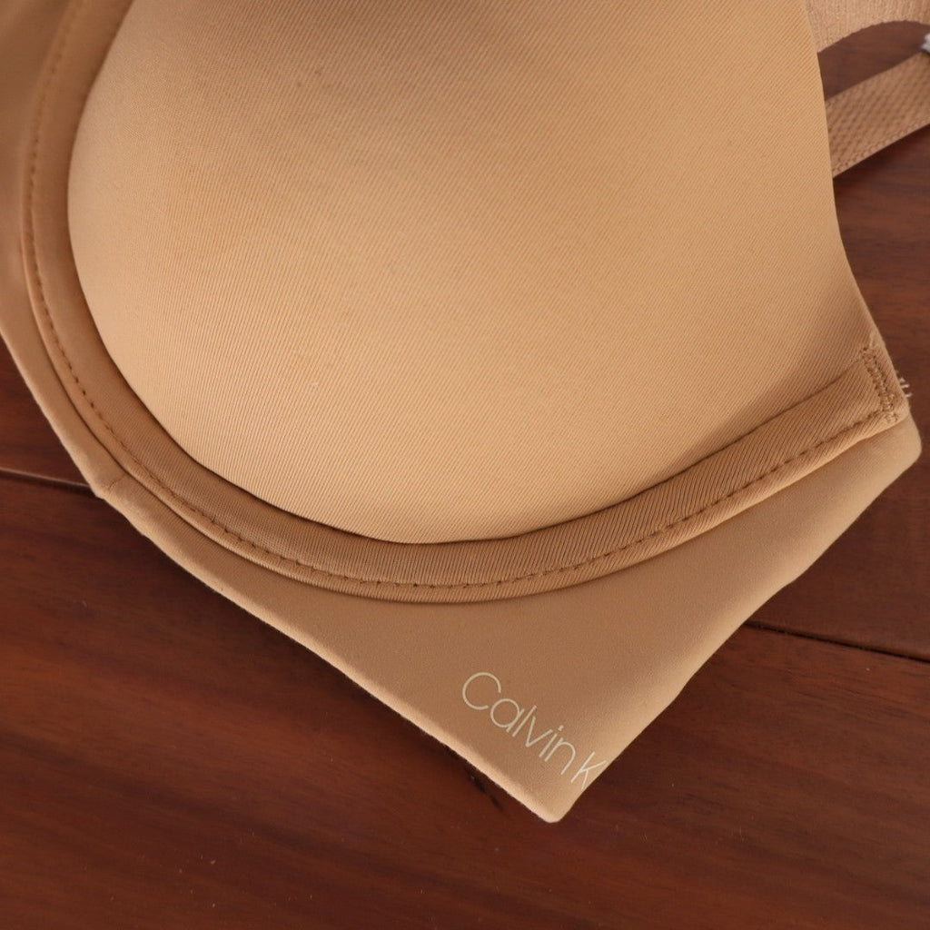 Calvin Klein Capsule Push Up Bra Womens 32B Nude Nylon Stretch Strapless Padded