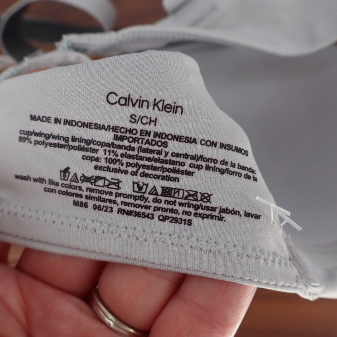 Calvin Klein Light Grey Wireless T-Shirt Bra Logo Straps QP2931S Small