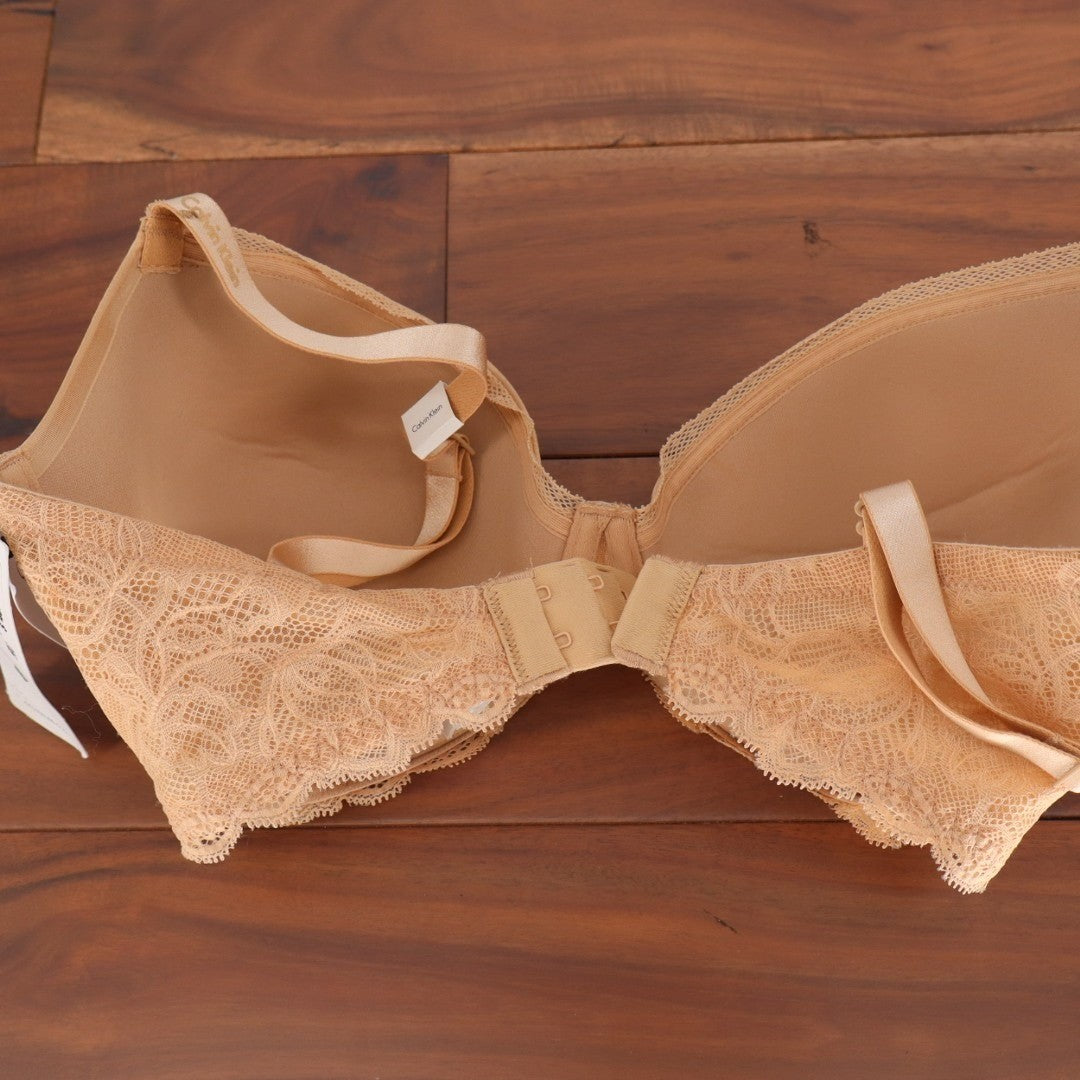 Calvin Klein Convertible Underwire Demi Bra Womens 32DDD Nude Stretch Lace Trim