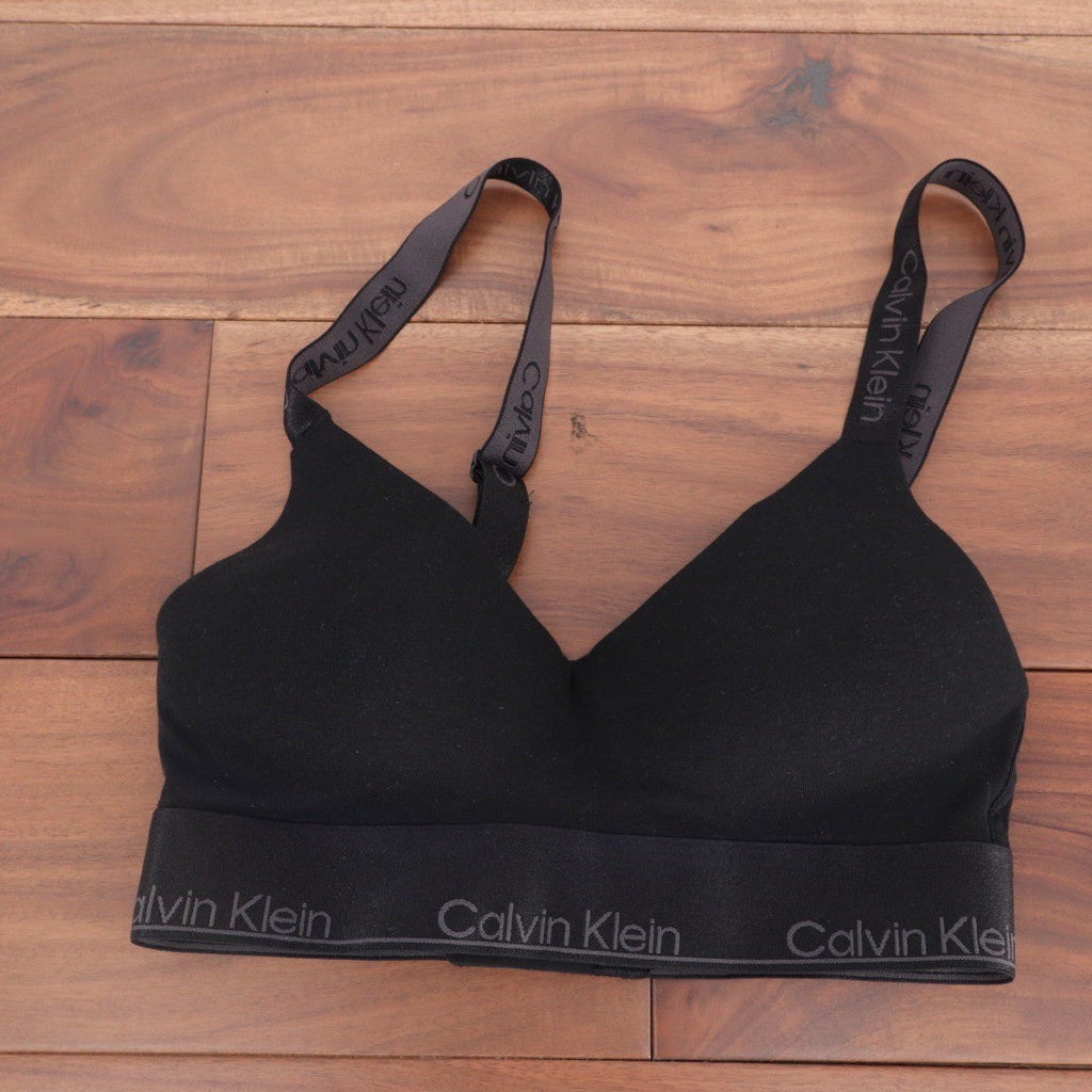 Calvin Klein Modern Cotton Bralette Black Logo Straps QF7993 XS