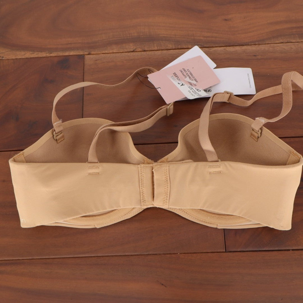 Calvin Klein Capsule Push Up Bra Womens 32B Nude Nylon Stretch Strapless Padded