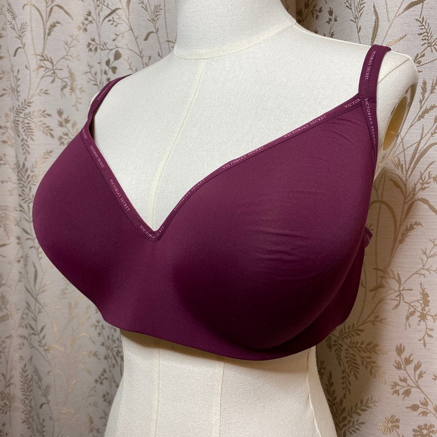 Victorias Secret 40DD Burgundy Lightly Lined Wireless Bra Smooth Comfort T-Shirt