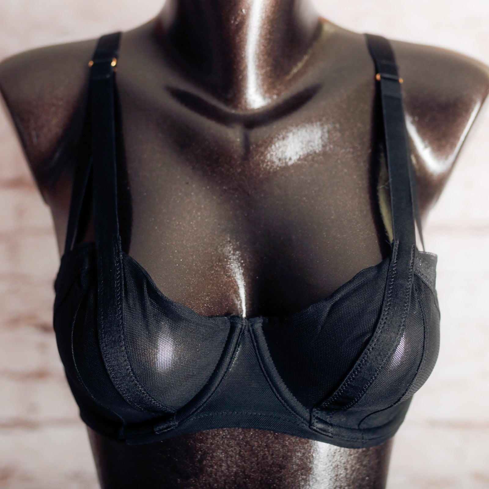 Victoria's Secret Very Sexy Unlined Sheer Lace Demi Bra Black 32DD