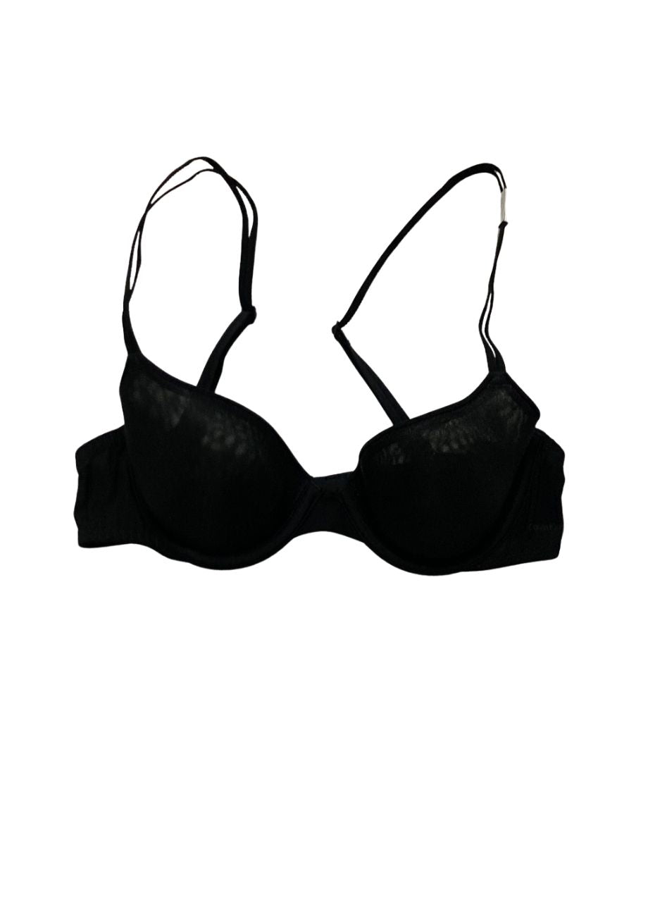 CALVIN KLEIN Sheer Marquisette Lightly Lined Demi Bra BLACK 32A