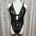 Victorias Secret Black Lace Plunge Teddy Womens L Sexy Sirencore Dark Coquette