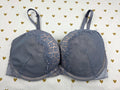Victorias Secret BOMBSHELL add 2 sizes Plunge Bra 32D Lace Accent GREY Sexy