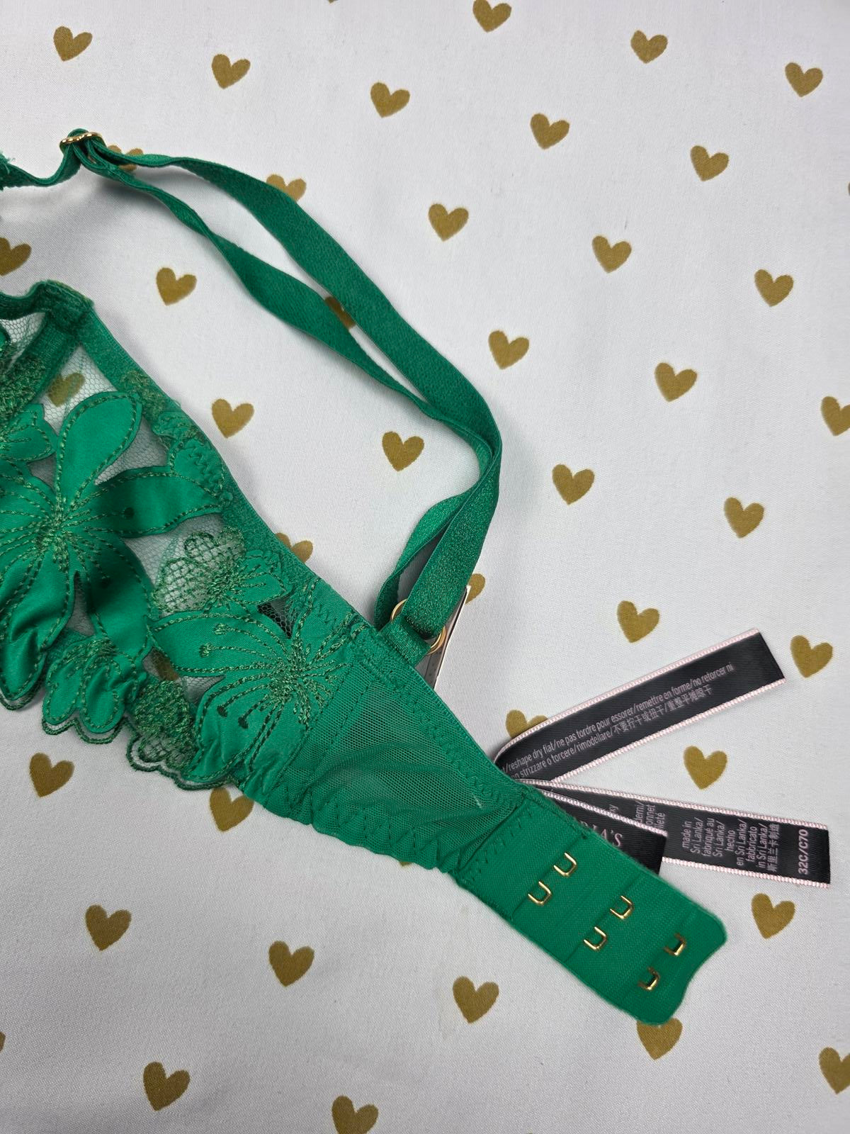 Victorias Secret NEW NWT Green Very Sexy Demi Balconette Luxe Bra 32C