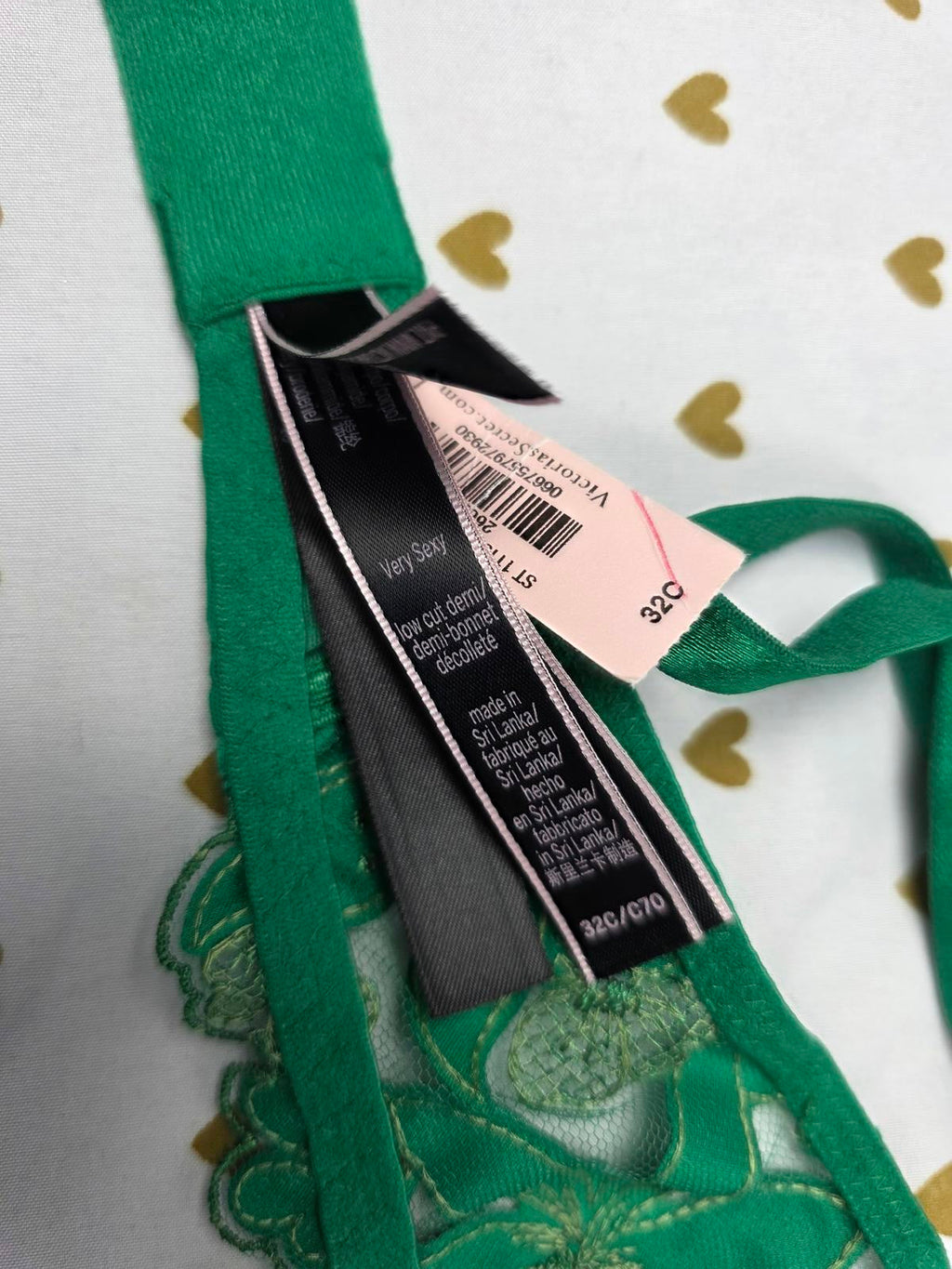 Victorias Secret NEW NWT Green Very Sexy Demi Balconette Luxe Bra 32C