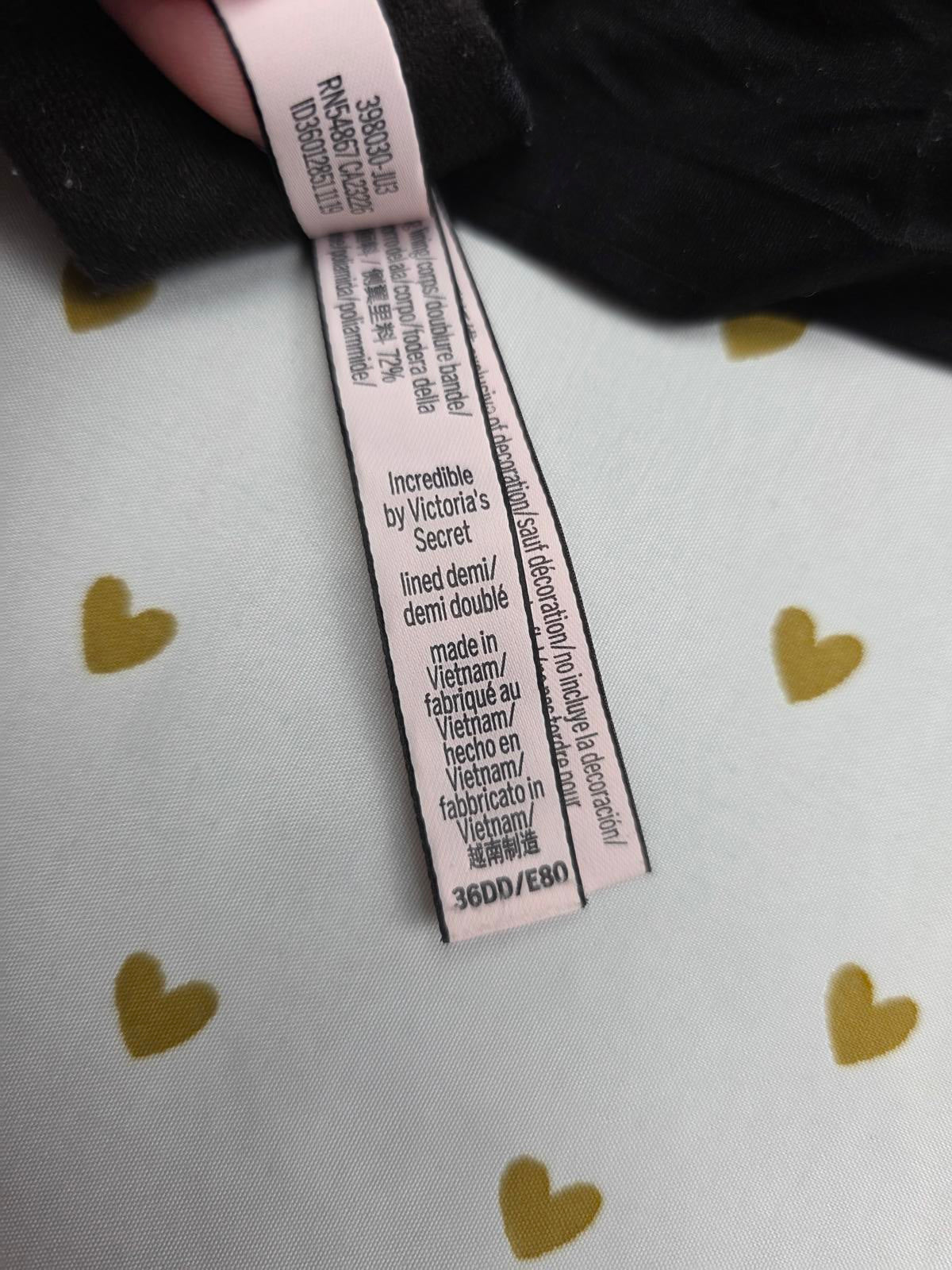 Victorias Secret Black INCREDIBLE Bra Lined Demi 36DD
