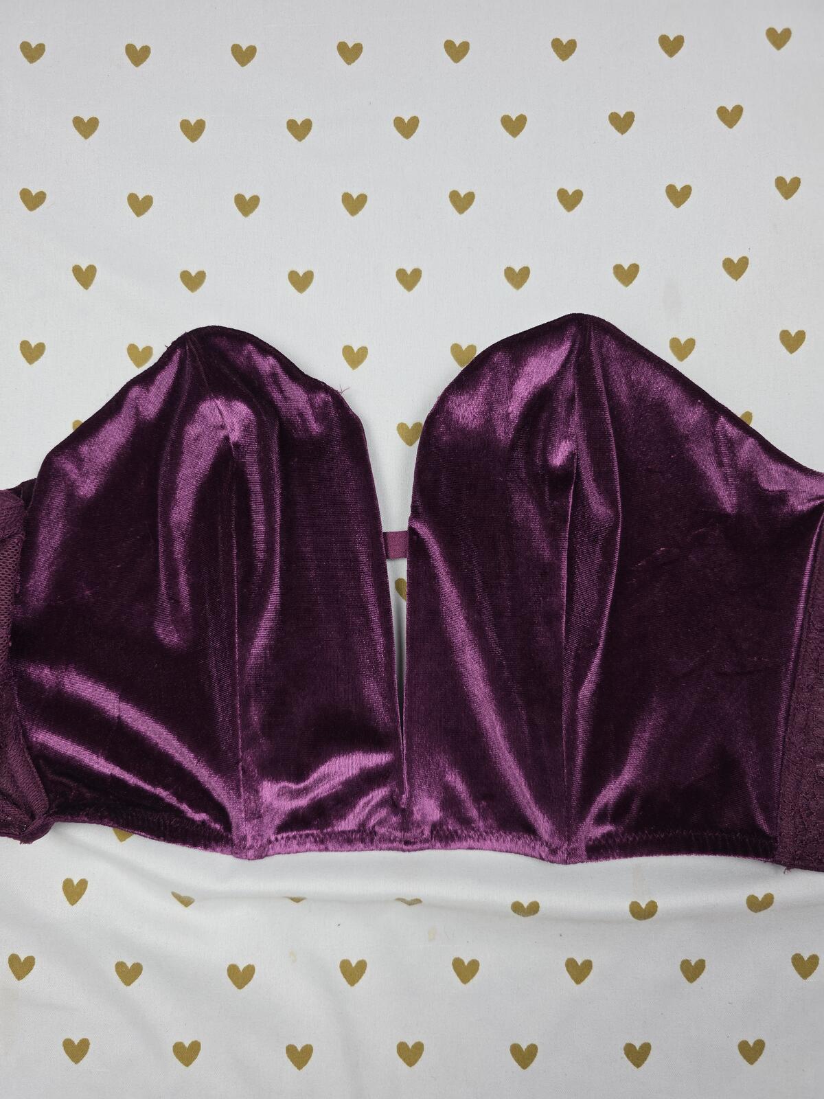 Victorias Secret Velvet Strapless Push Up bralette Purple Dream Angels SMALL