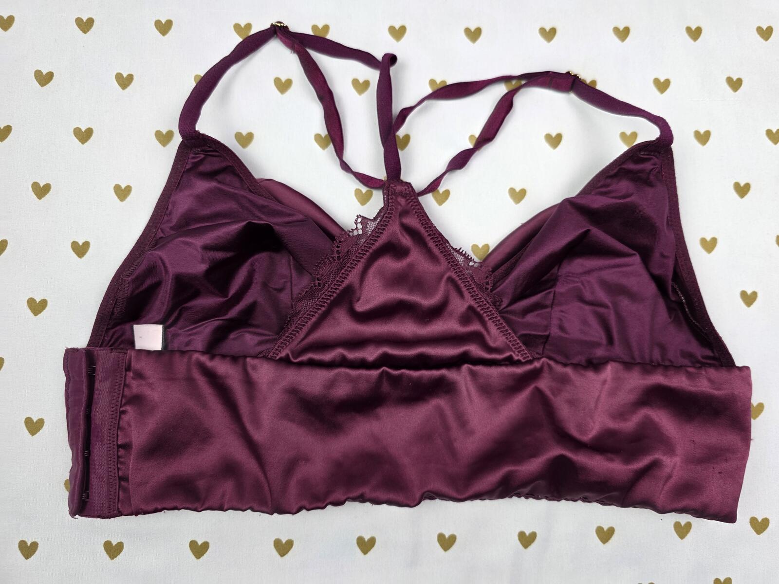 Victorias Secret Maroon Satin Sexy Silky MEDIUM Bralette Bra Top Tank