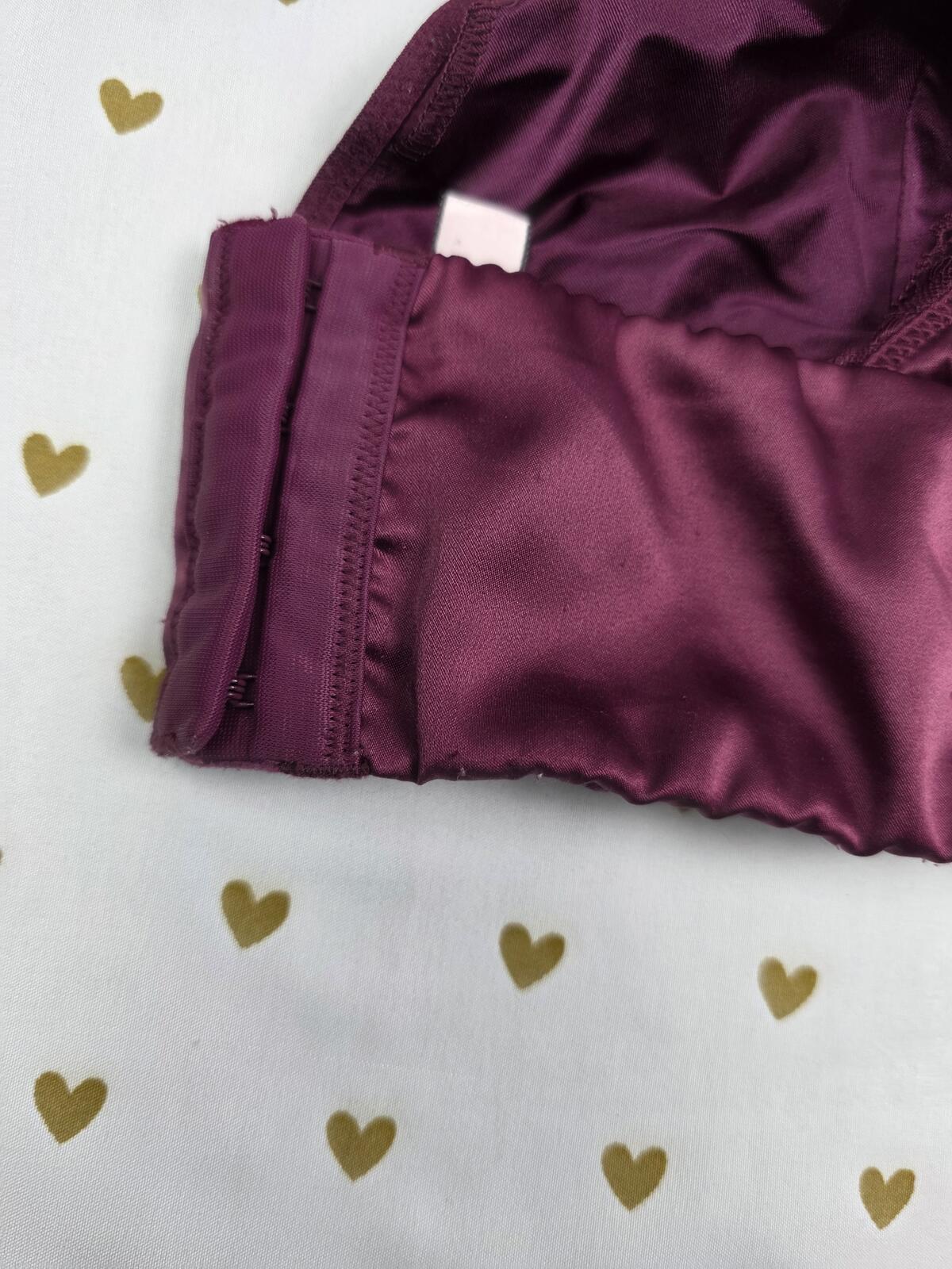 Victorias Secret Maroon Satin Sexy Silky MEDIUM Bralette Bra Top Tank