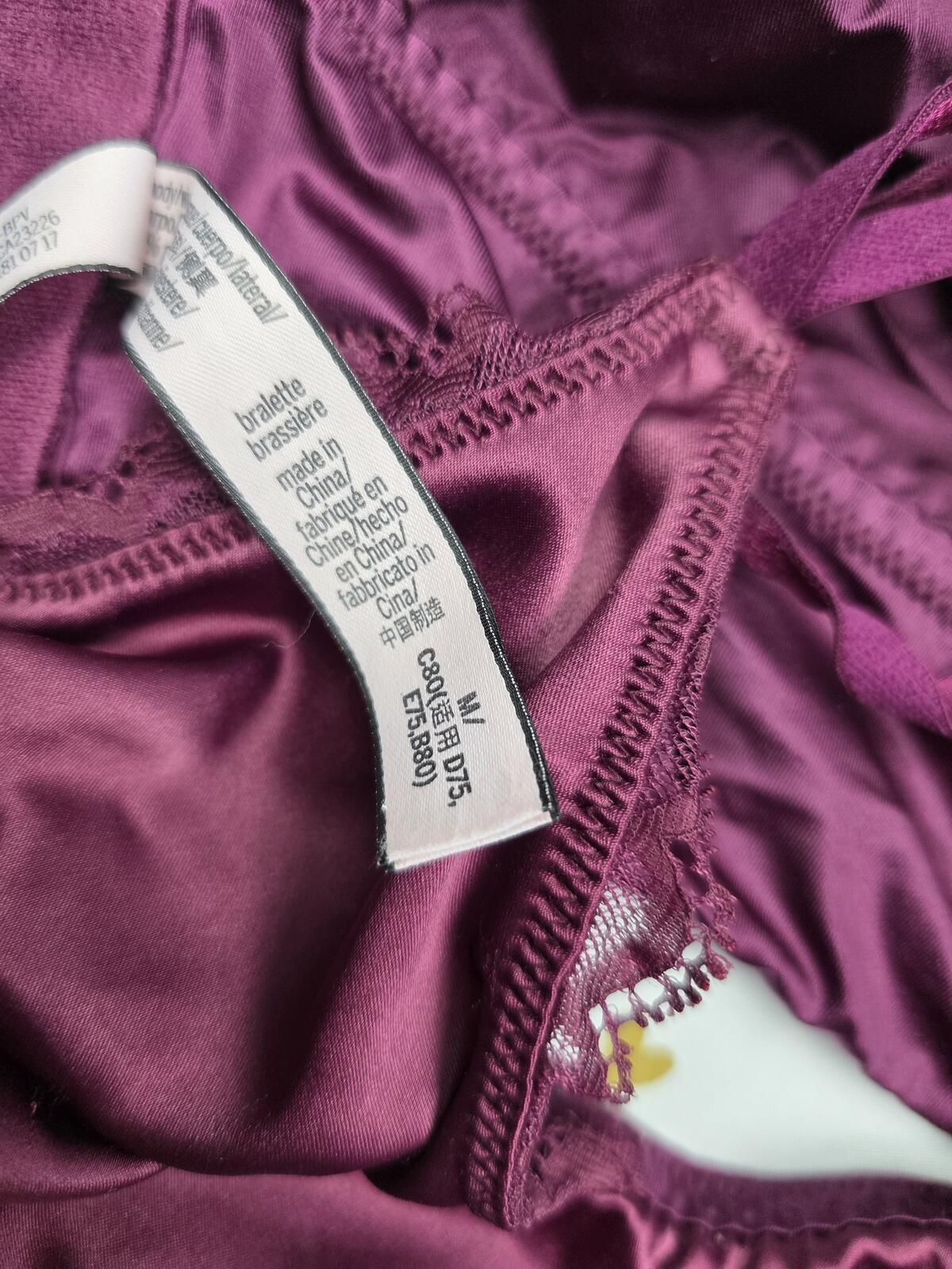 Victorias Secret Maroon Satin Sexy Silky MEDIUM Bralette Bra Top Tank