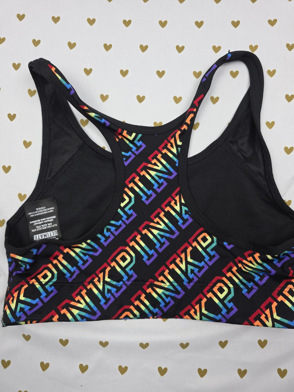 Victorias Secret Rainbow Sports Bra Active Tank Tops Exercise Support Ultimate S