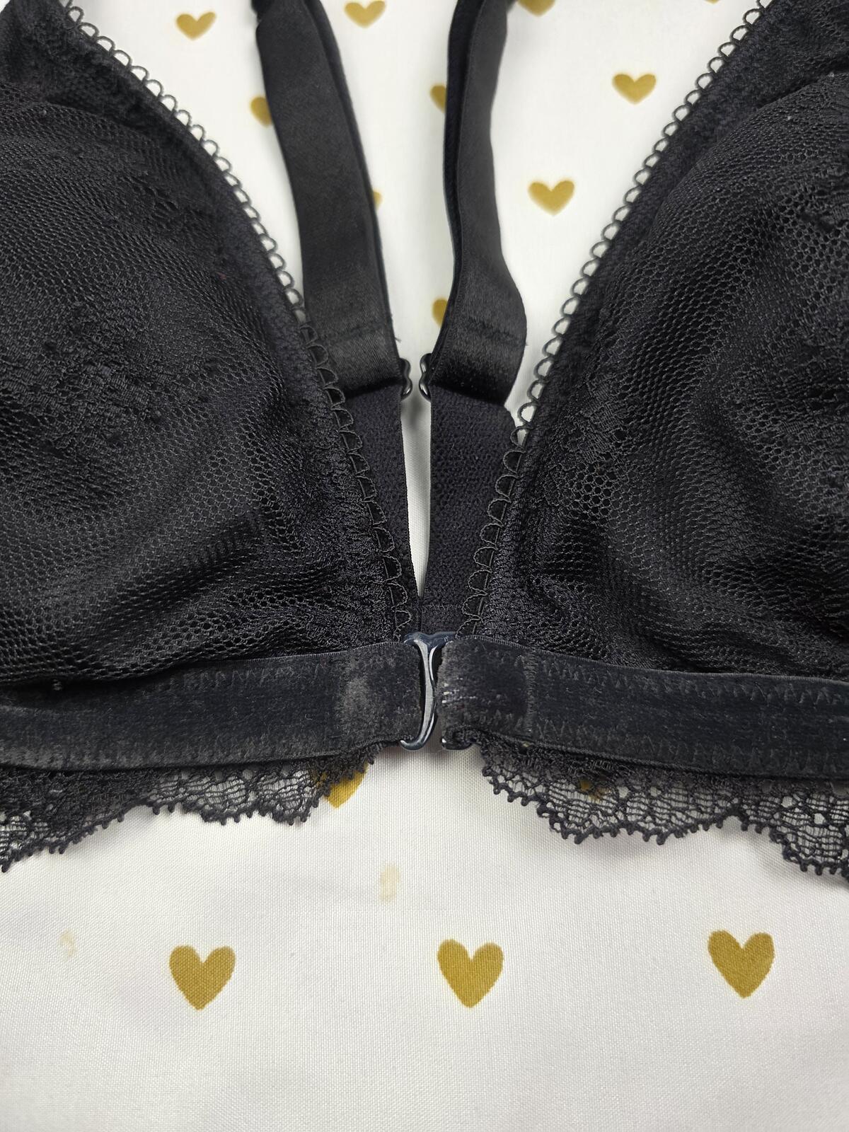 Victorias Secret Black LARGE Velvet Lined Sexy Bralette Bra Top Tank