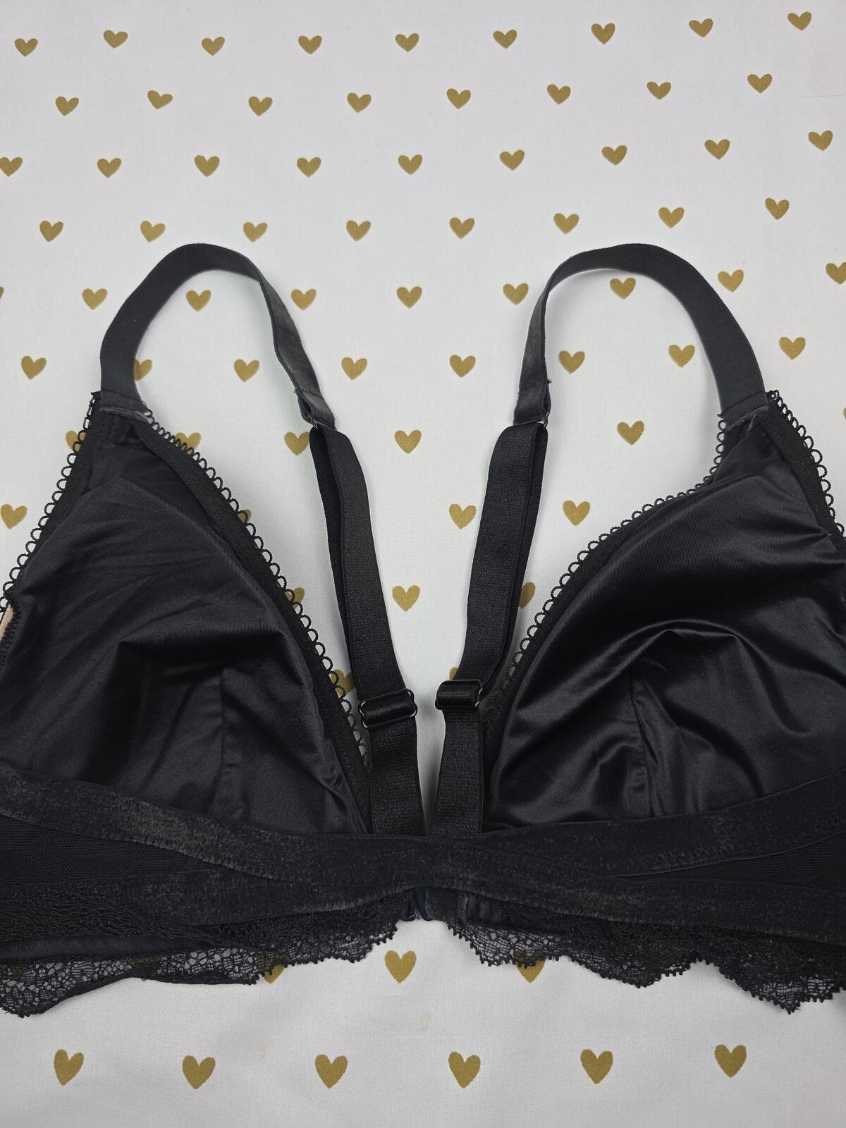 Victorias Secret Black LARGE Velvet Lined Sexy Bralette Bra Top Tank