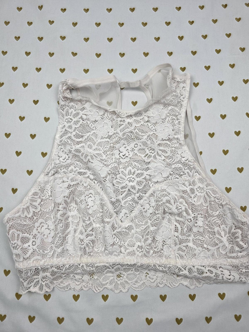 Victorias Secret White Lace High Line Large Bralette Bra Top Tank
