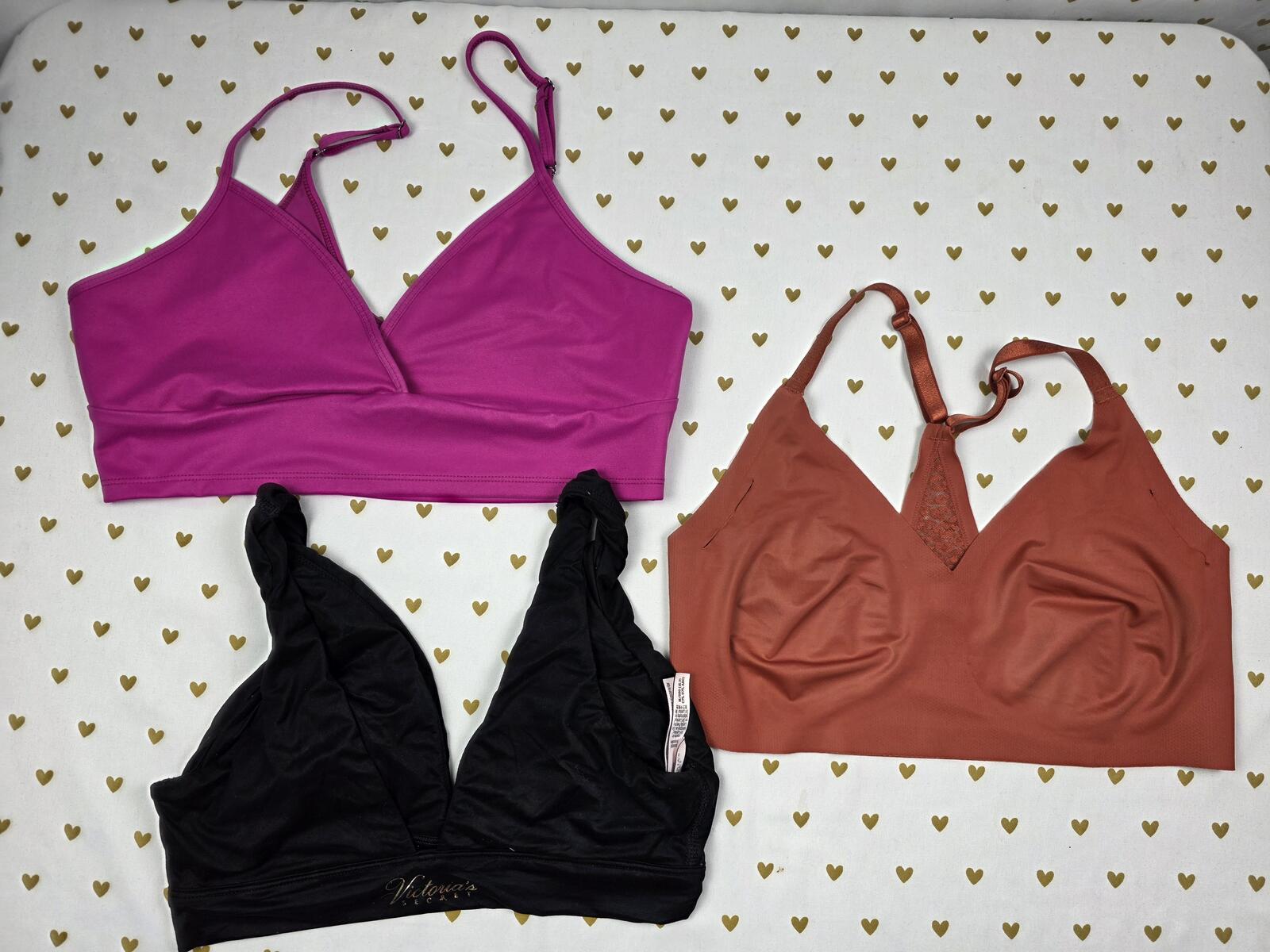 Victorias Secret Pink LOT OF 3 MEDIUM lounge comfy Bralettes Bra Tops Tanks