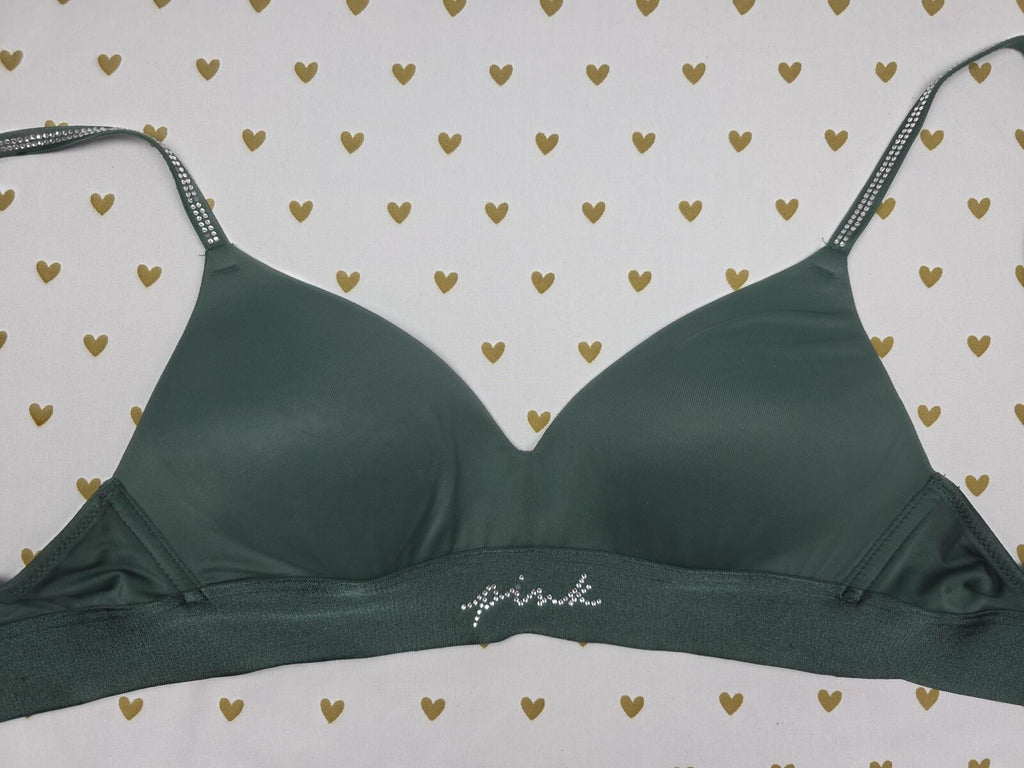 Victorias Secret PINK Green Wireless SHINE BLING Bra 32c Wear Everywhere