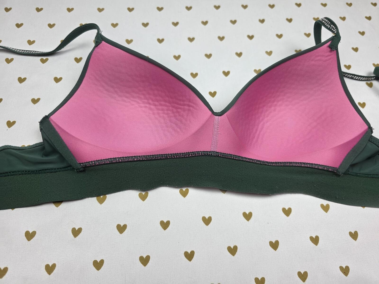 Victorias Secret PINK Green Wireless SHINE BLING Bra 32c Wear Everywhere