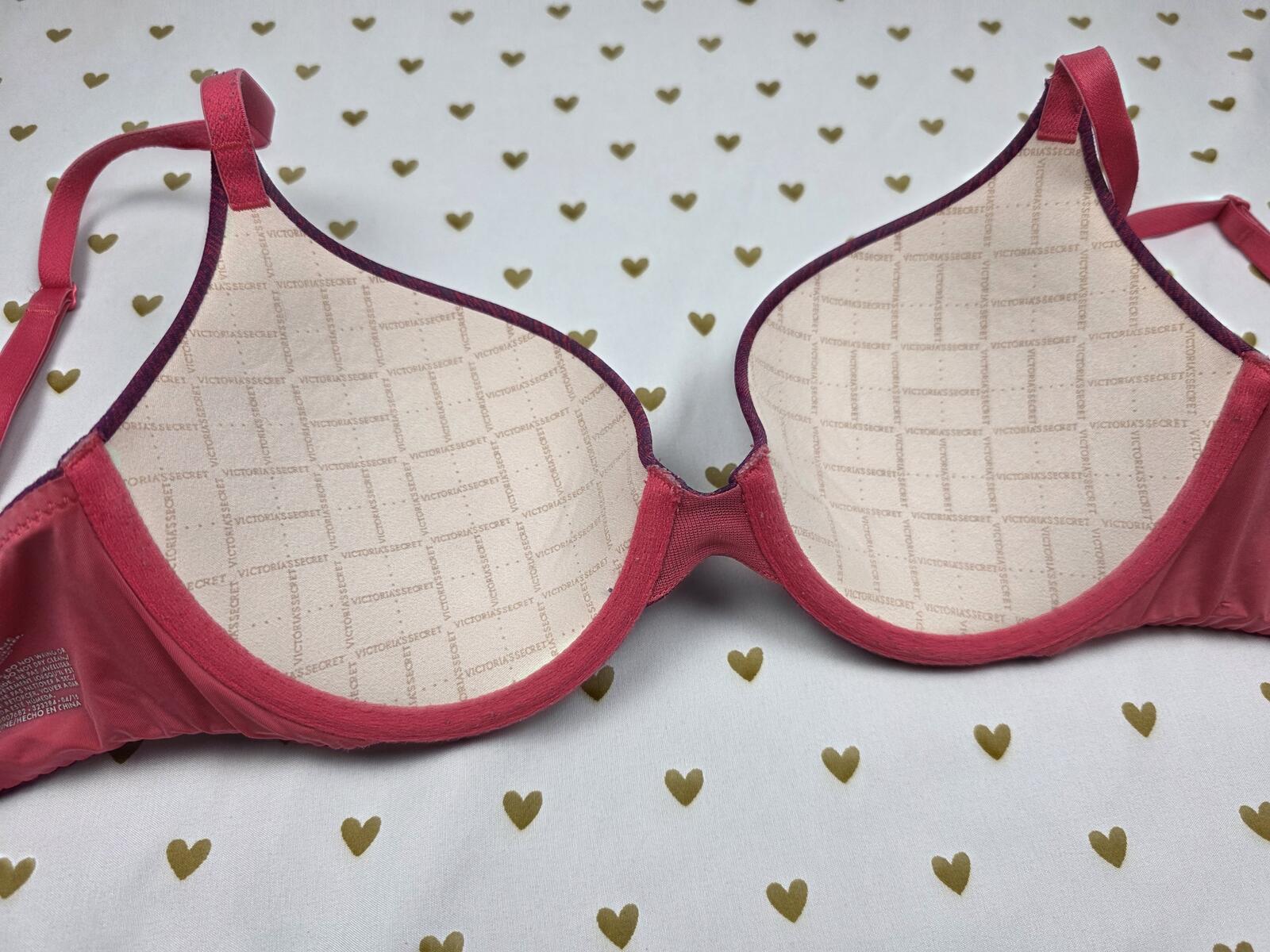 Victorias Secret Padded Perfect Coverage Bra Red 32C