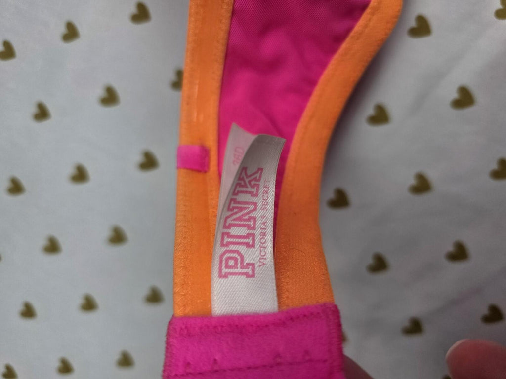 Victorias Secret NEON Strapless Pink Push Up Bra 36D
