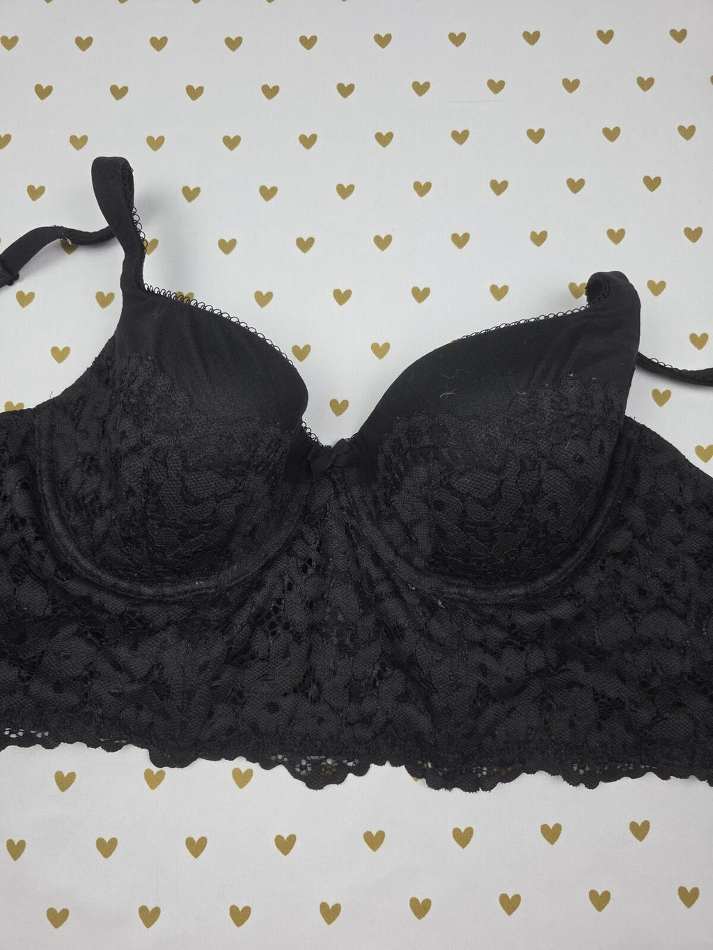 Victoria's Secret Black Corset Style Bustier Bra Body By victoria Lined Demi 34D