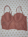 Victorias Secret Bustier Style Rose Corset Bra Top Very Sexy Push Up 36C
