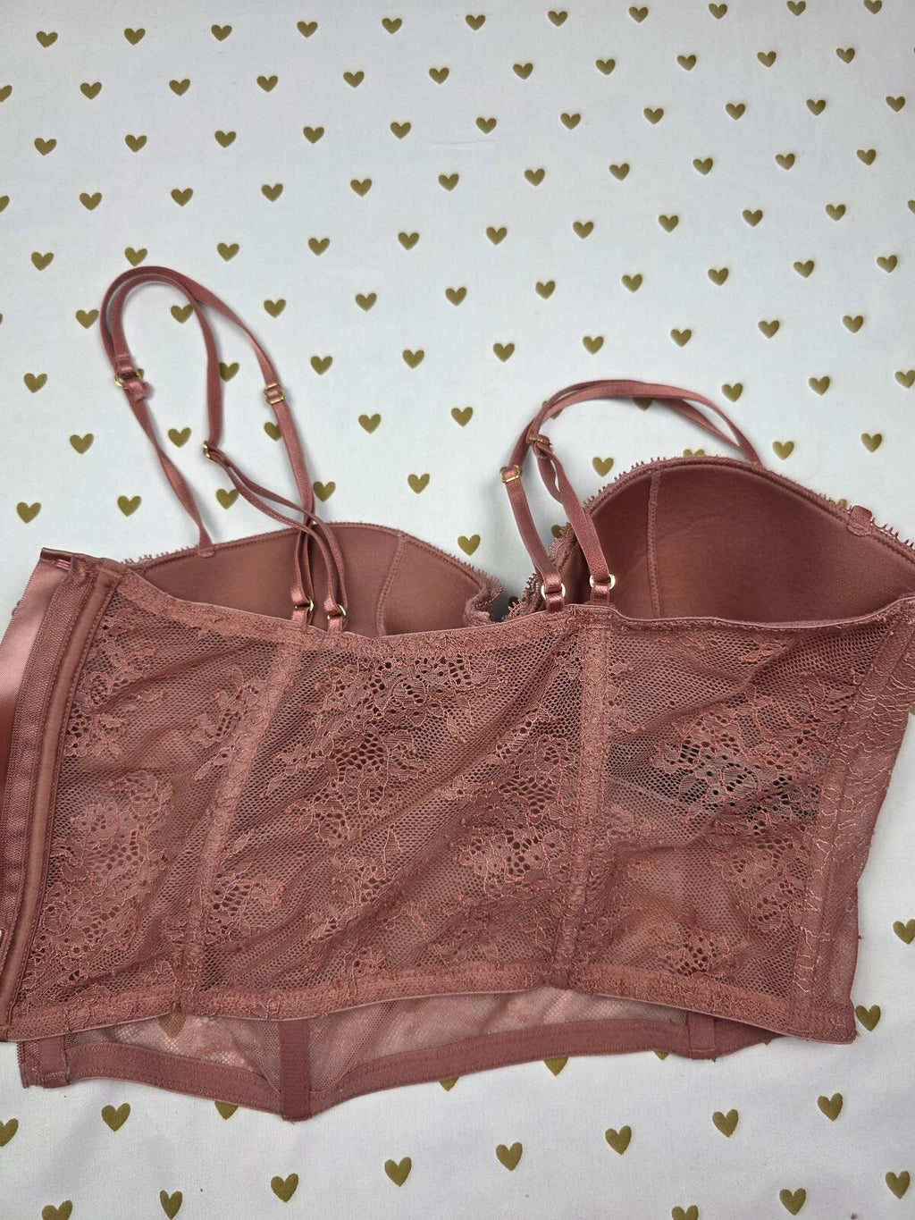 Victorias Secret Bustier Style Rose Corset Bra Top Very Sexy Push Up 36C