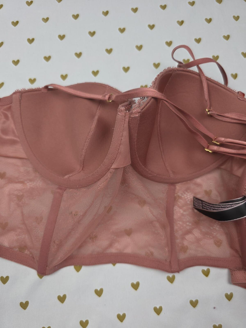 Victorias Secret Bustier Style Rose Corset Bra Top Very Sexy Push Up 36C
