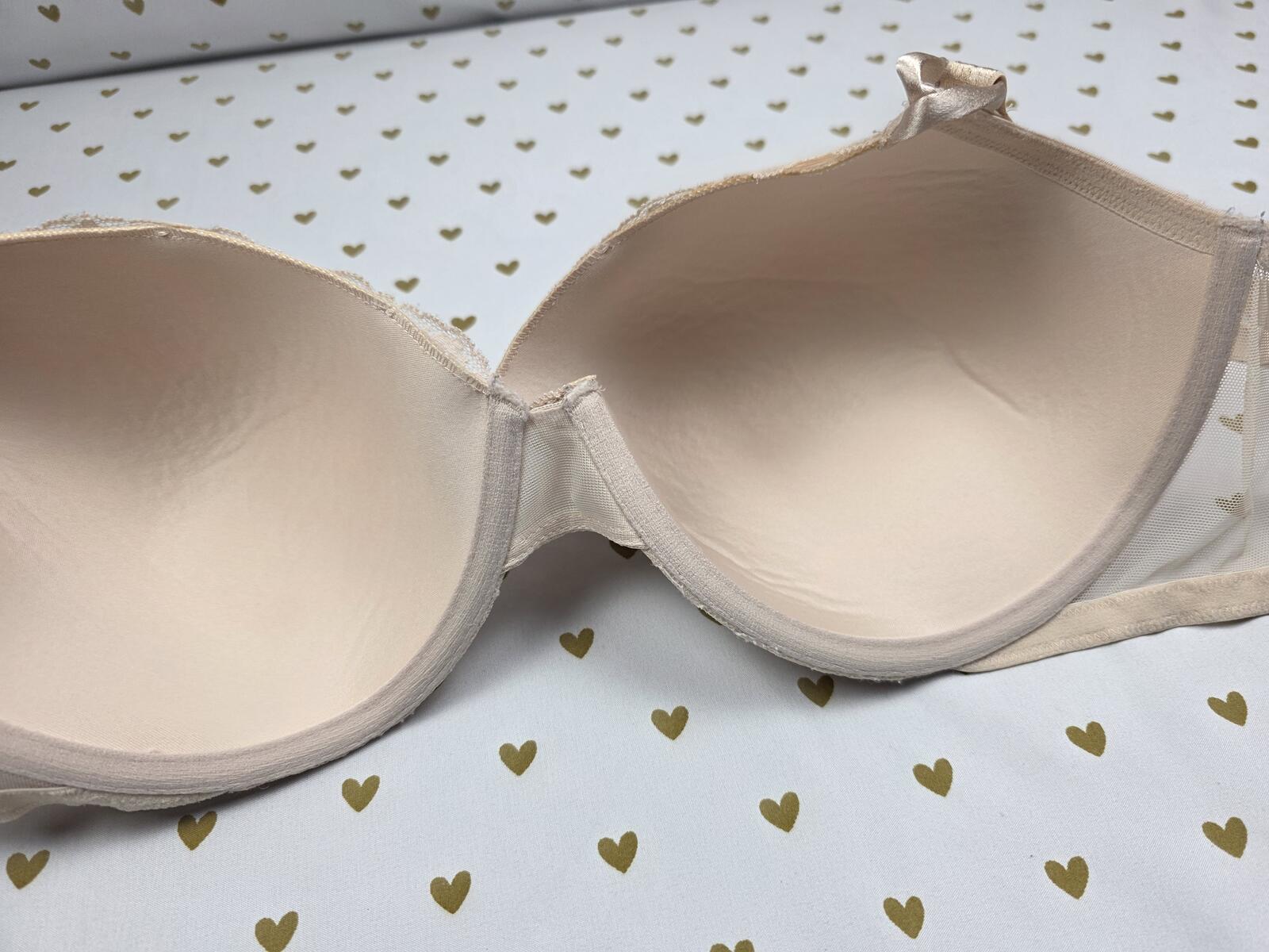 Victorias Secret Beige Lace Lined Demi Balconette Bra 40D