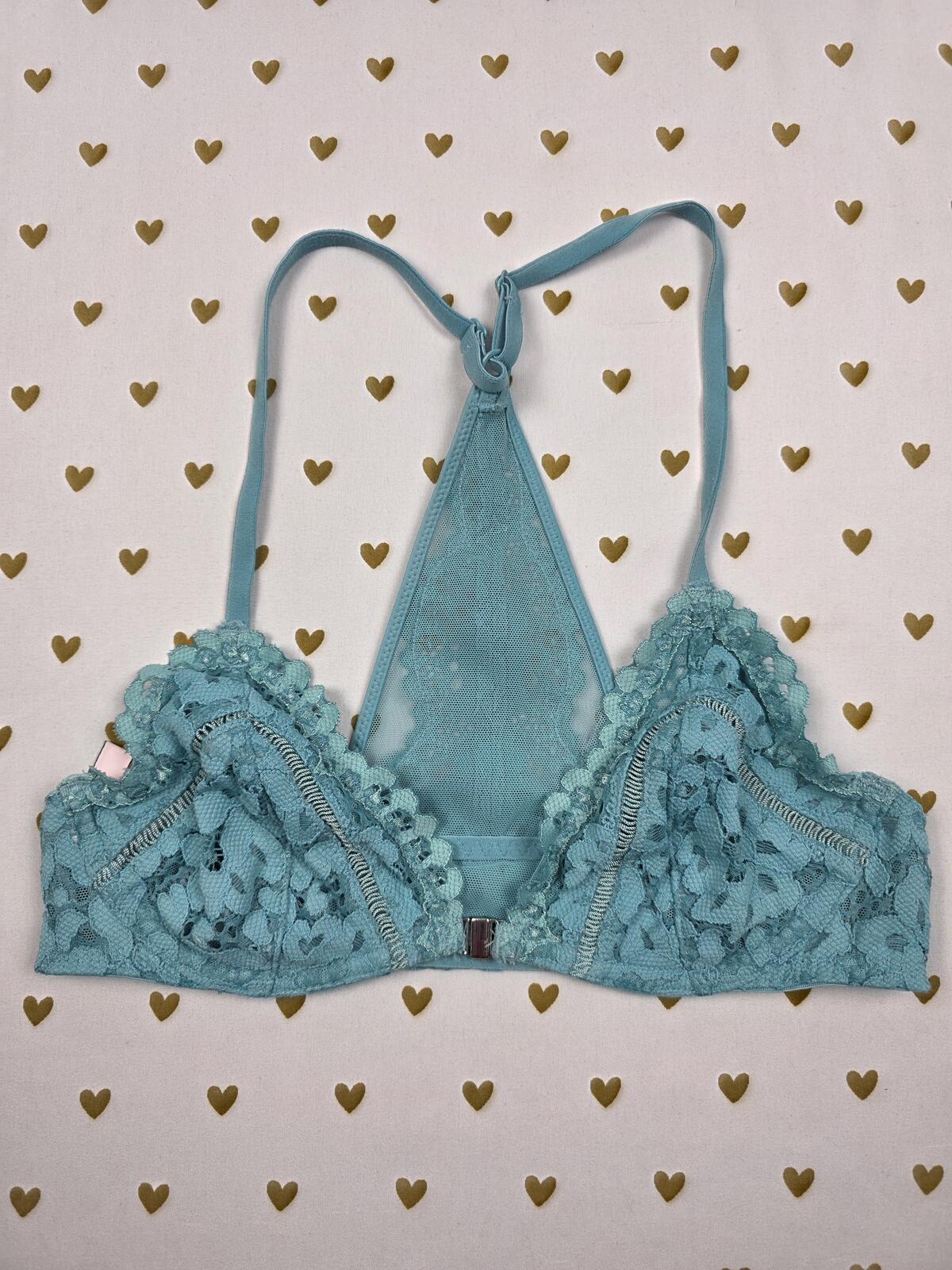 Victorias Secret Racerback Lace Front Close Unlined plunge bra 32B