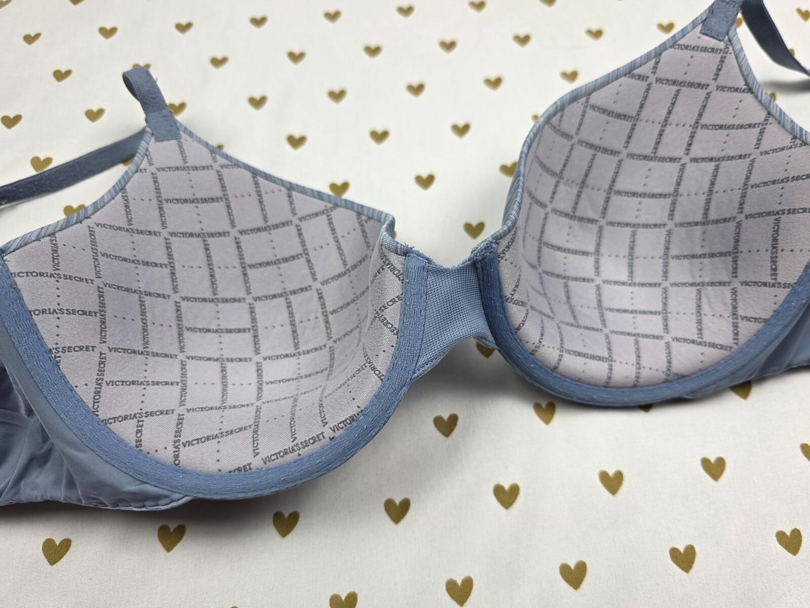 Victorias Secret Blue Uplift Semi Demi Balconette Bra 32D