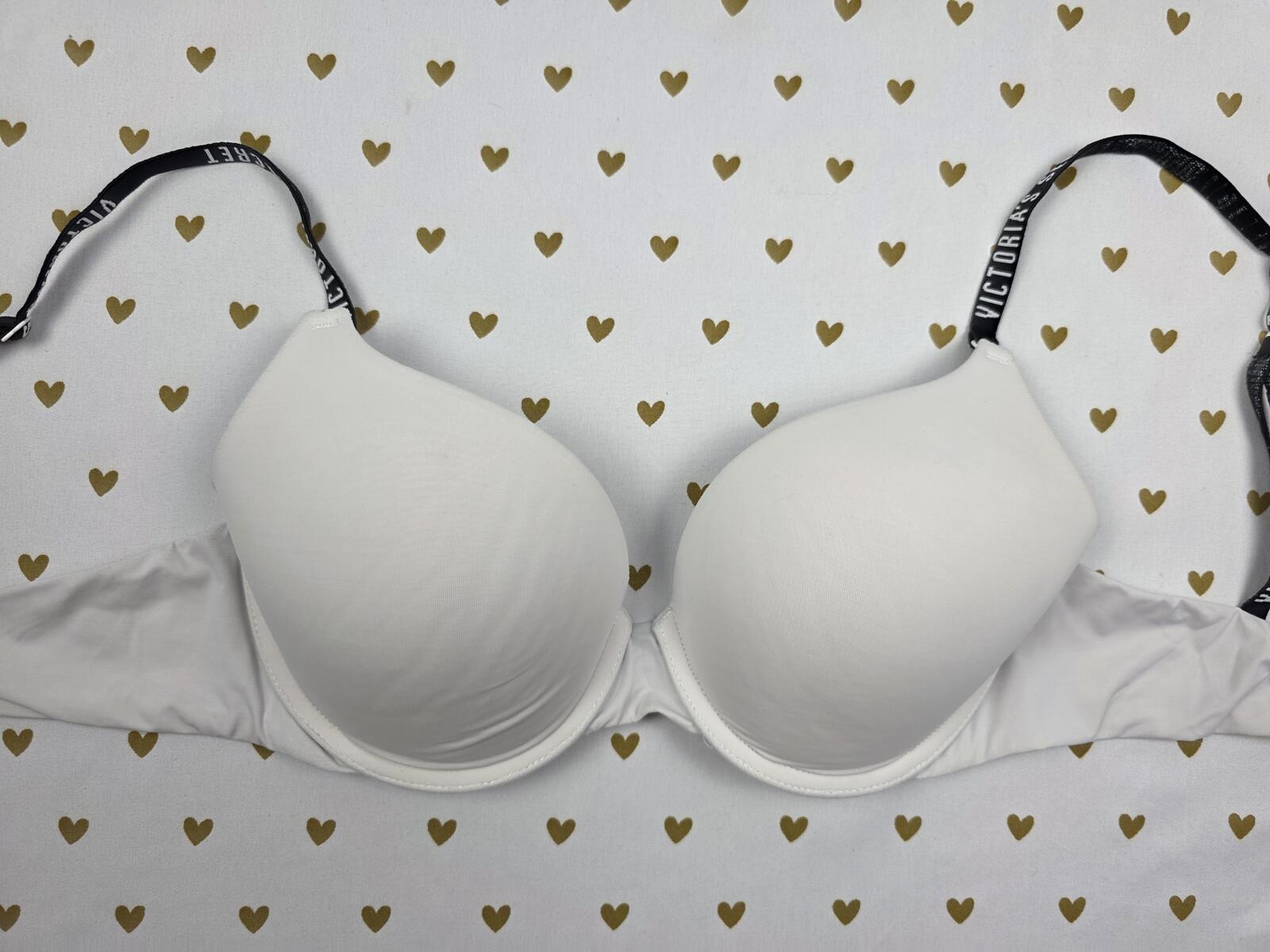 Victorias Secret White Logo Strap Perfect Shape Bra 32D