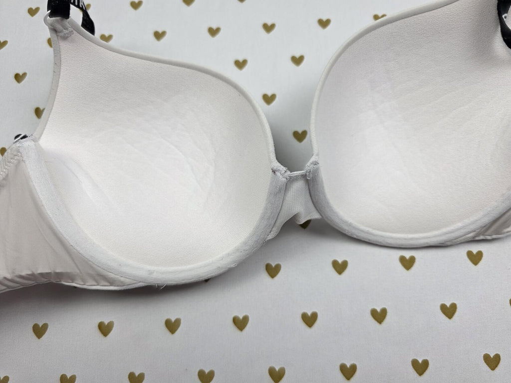 Victorias Secret White Logo Strap Perfect Shape Bra 32D