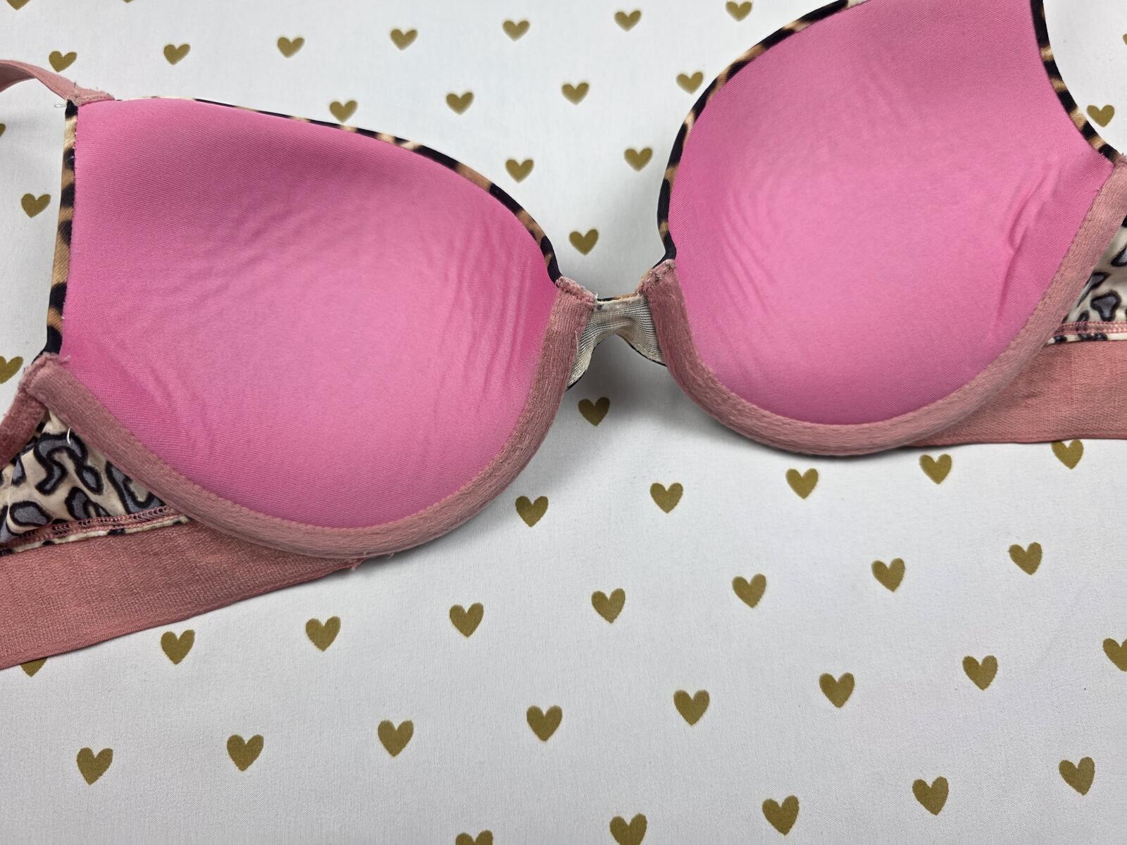 Victorias Secret PINK Leopard Cheetah Wear Everywhere PUSH UP Bra 32C