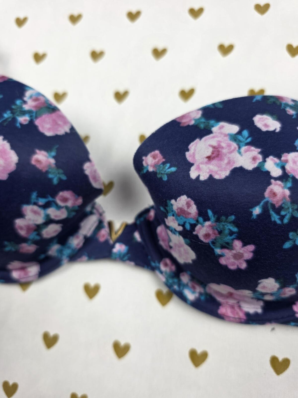 Victorias Secret Floral 32C Lined Semi Demi Balconette bra