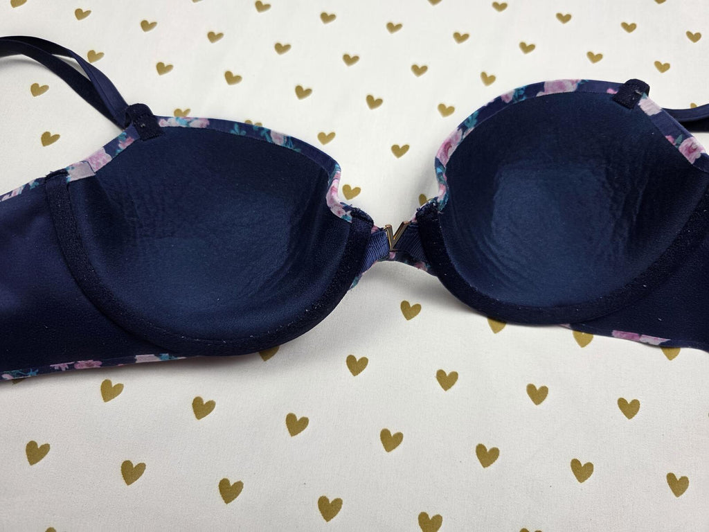 Victorias Secret Floral 32C Lined Semi Demi Balconette bra