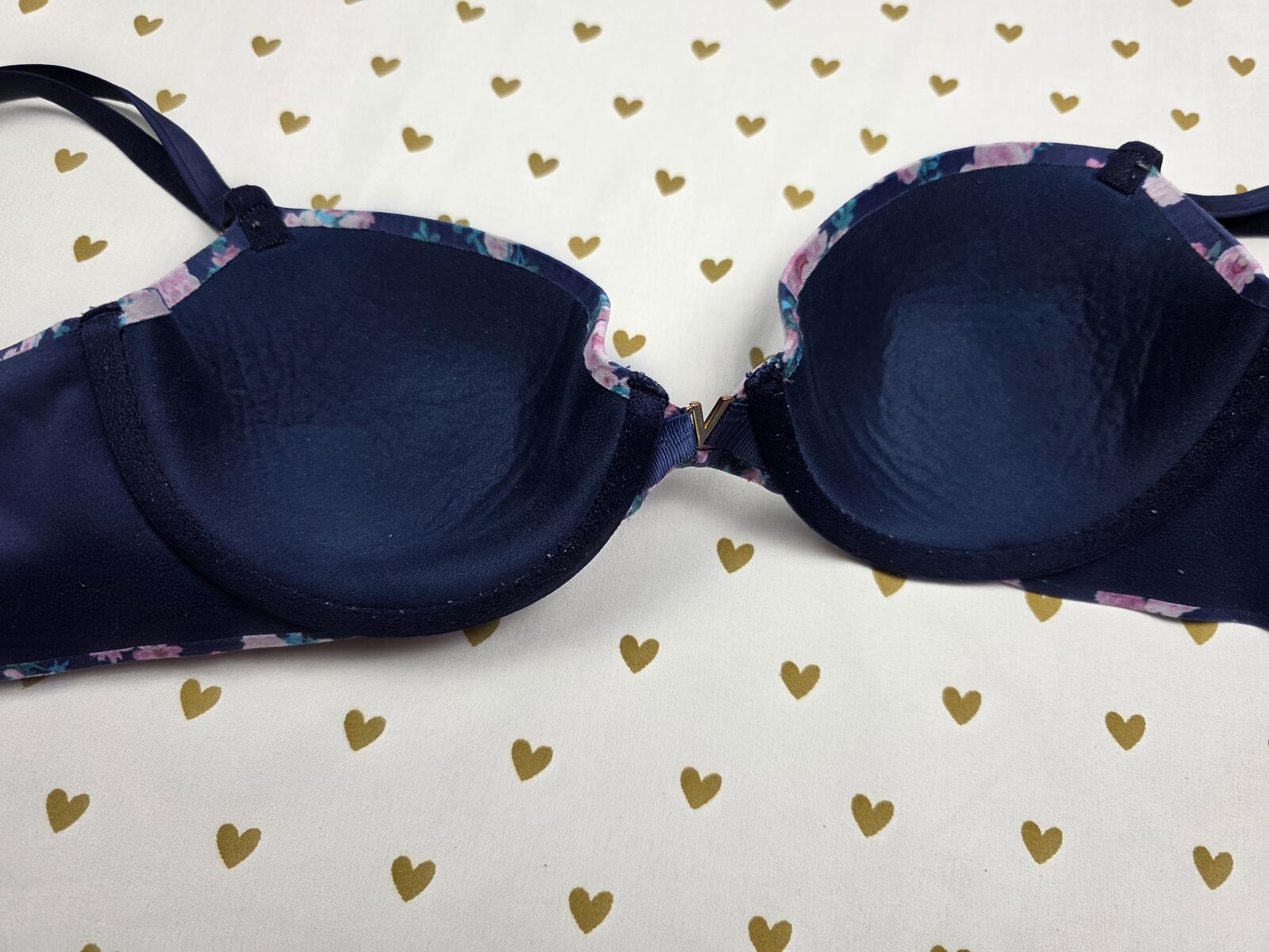 Victorias Secret Floral 32C Lined Semi Demi Balconette bra