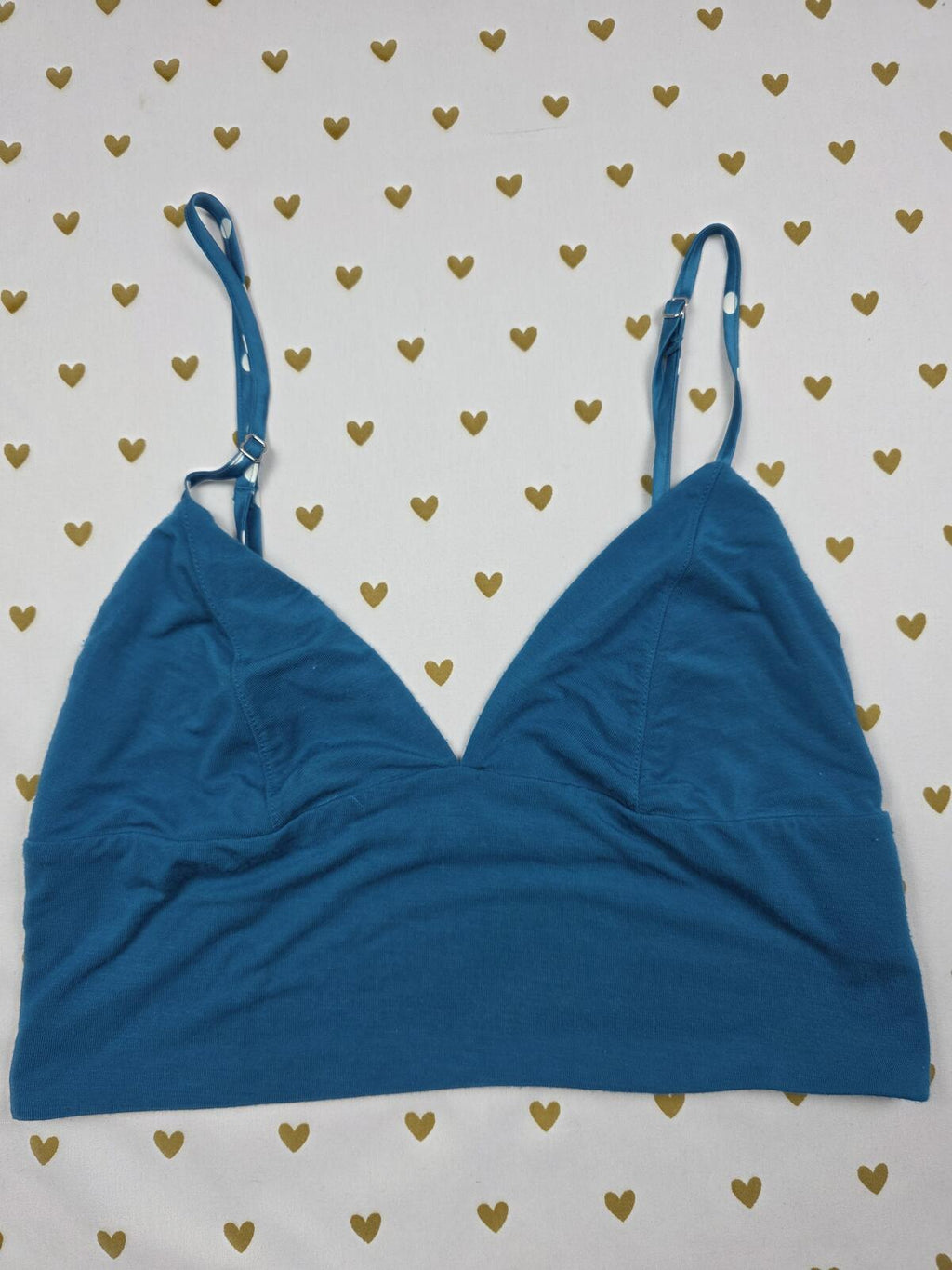 Victorias Secret Blue Polka Dot Strap Super Soft XS Bralette Bra Top Tank