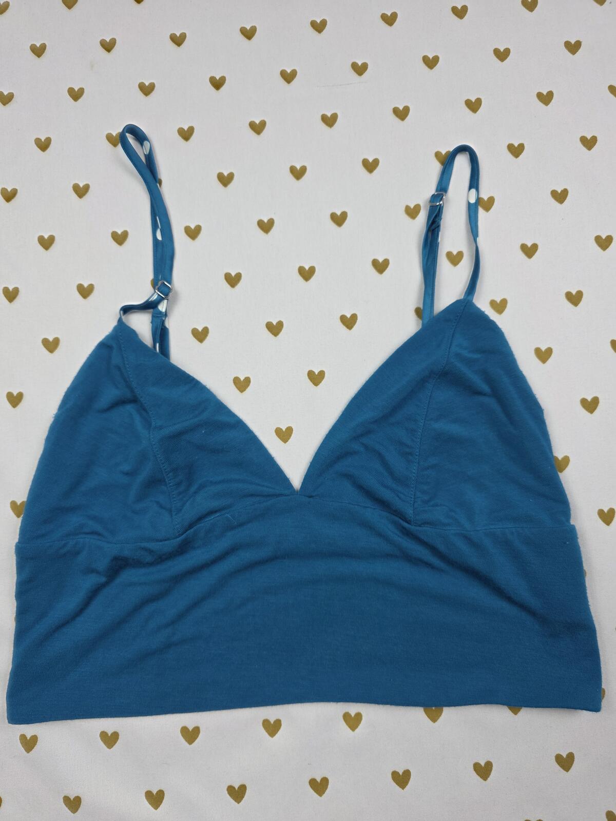 Victorias Secret Blue Polka Dot Strap Super Soft XS Bralette Bra Top Tank