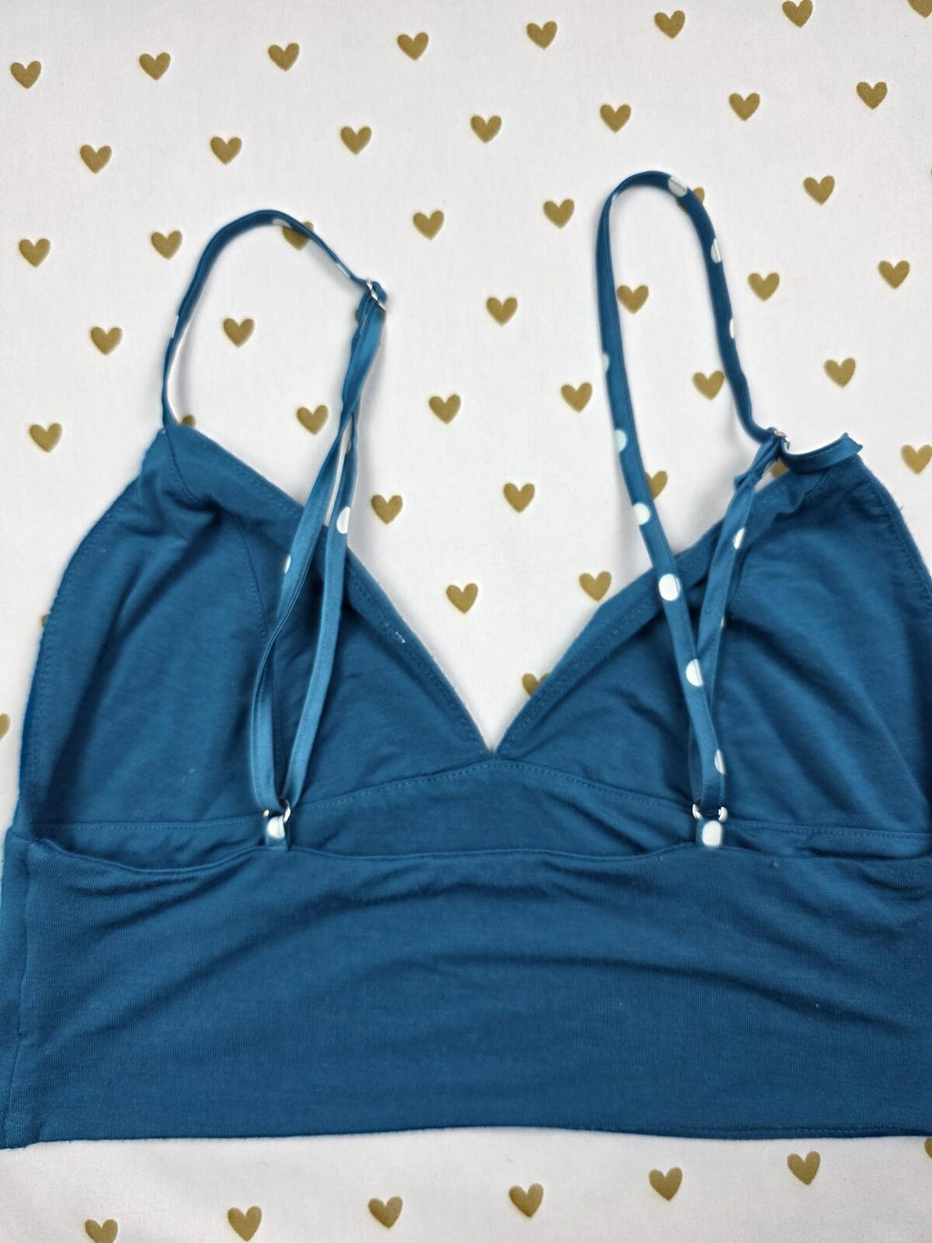 Victorias Secret Blue Polka Dot Strap Super Soft XS Bralette Bra Top Tank