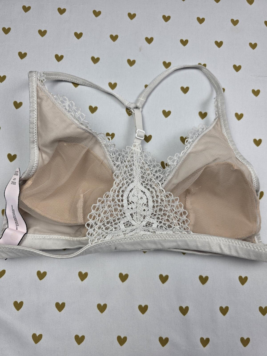 Victorias Secret White Lace Front Close Racerback Small Bralette Bra Top Tank