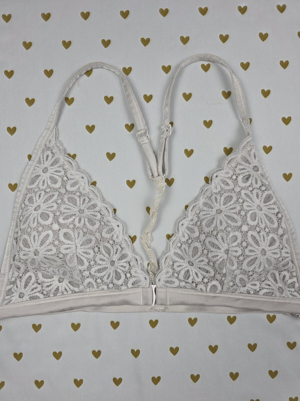 Victorias Secret White Lace Front Close Racerback Bralette Bra Top Tank LARGE