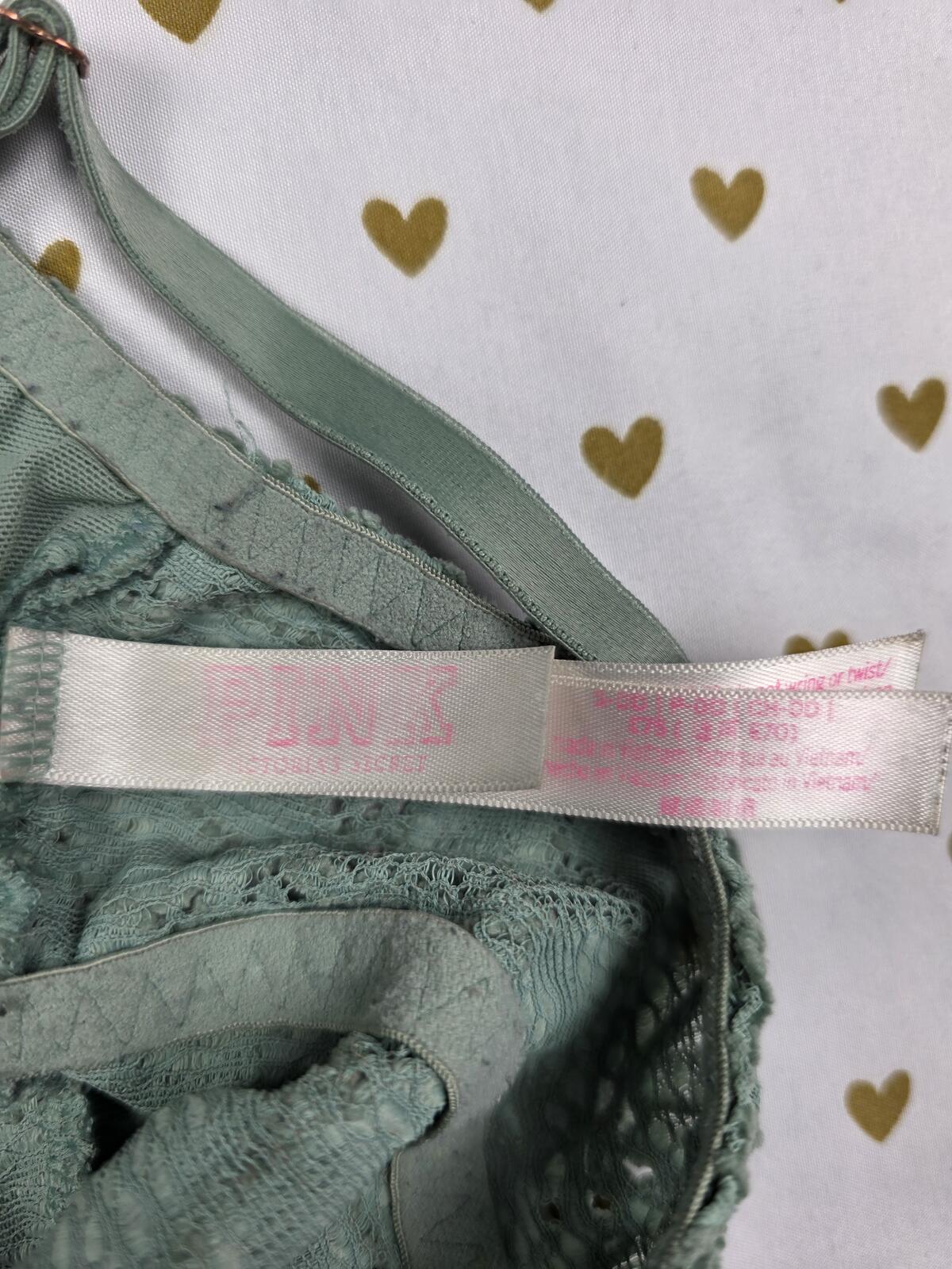 Victorias Secret Pink Green Lace Cute Small Bralette Bra Top Tank